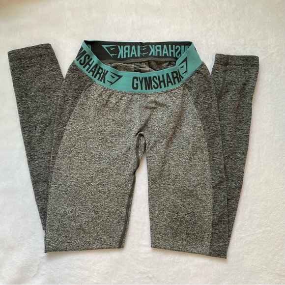 Gymshark Flex Leggings EUC Size S Grey Turquoise - Picture 2 of 4